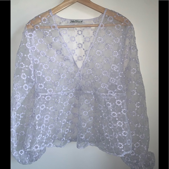 ZARA transparent flower top - Picture 1 of 3